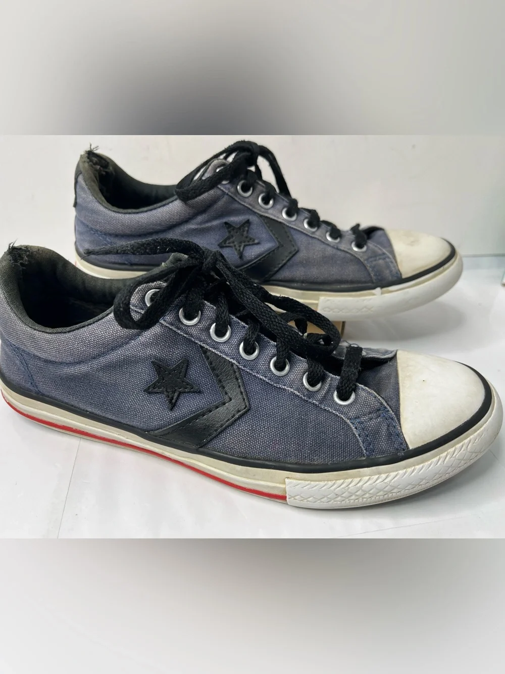 Vintage Converse One Star Low Top Blue Canvas Shoes Distressed Fade Men Size 6 - Picture 4 of 13